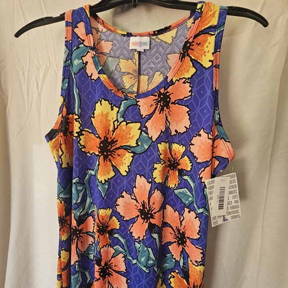 LuLaRoe Floral Maxi Dress - Blue and Orange - Picture 3 of 3